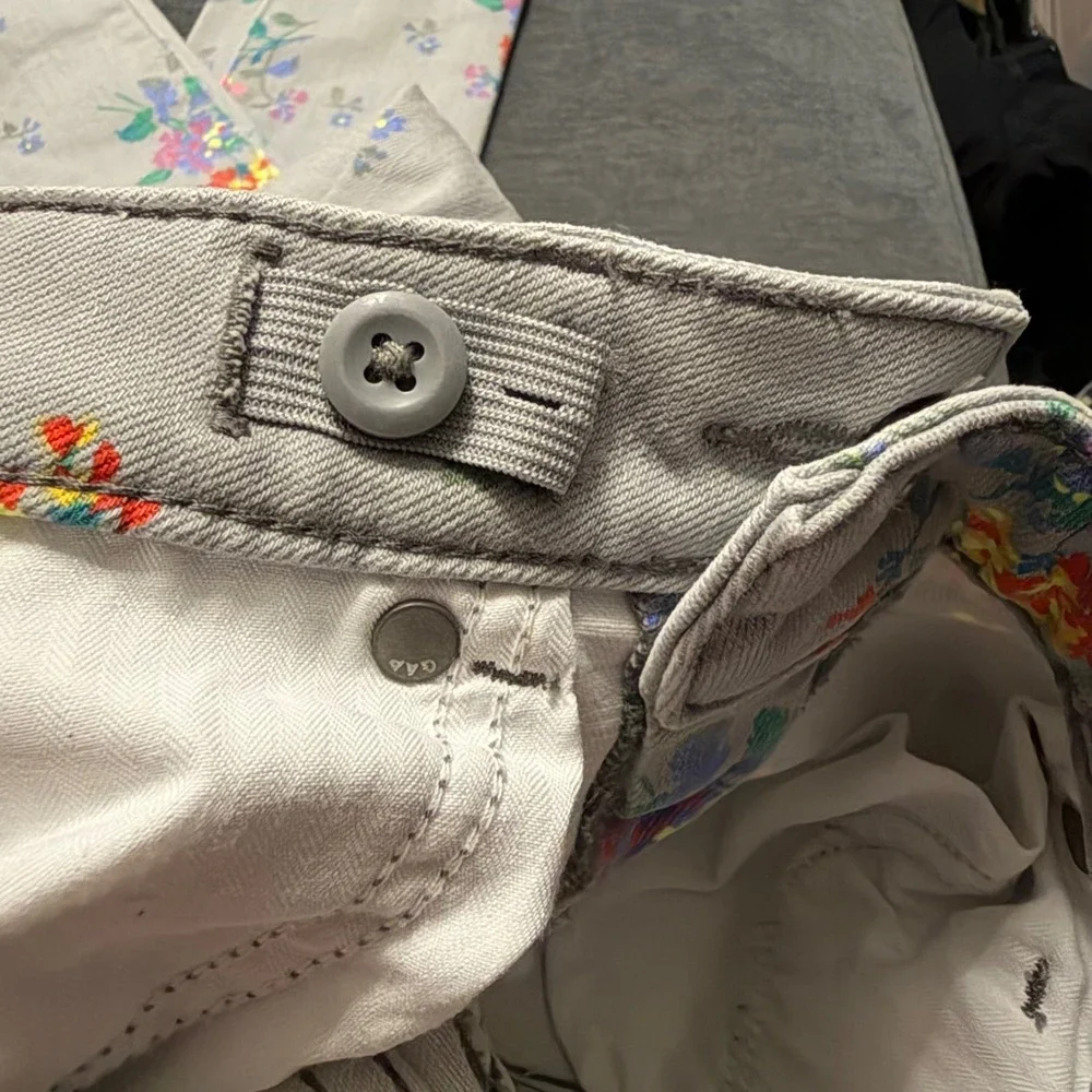 Gap Kids Girls‎ Gray Floral Stretch Super Skinny Jeans Size 8 Regular Adjustable